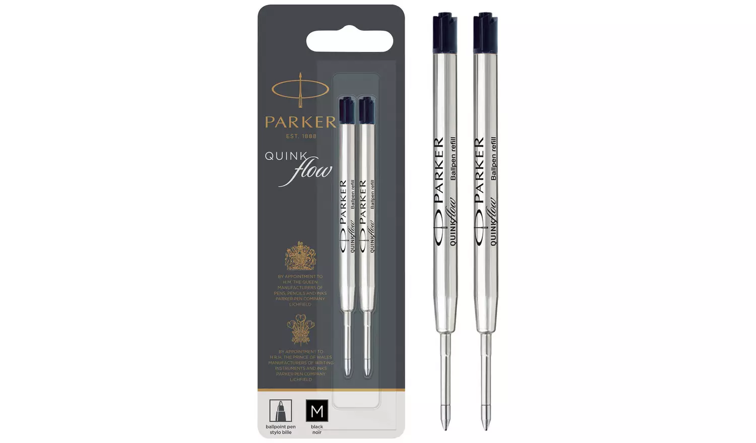 Parker Quinkflow Black Ball Pen Refill - Pack of 2