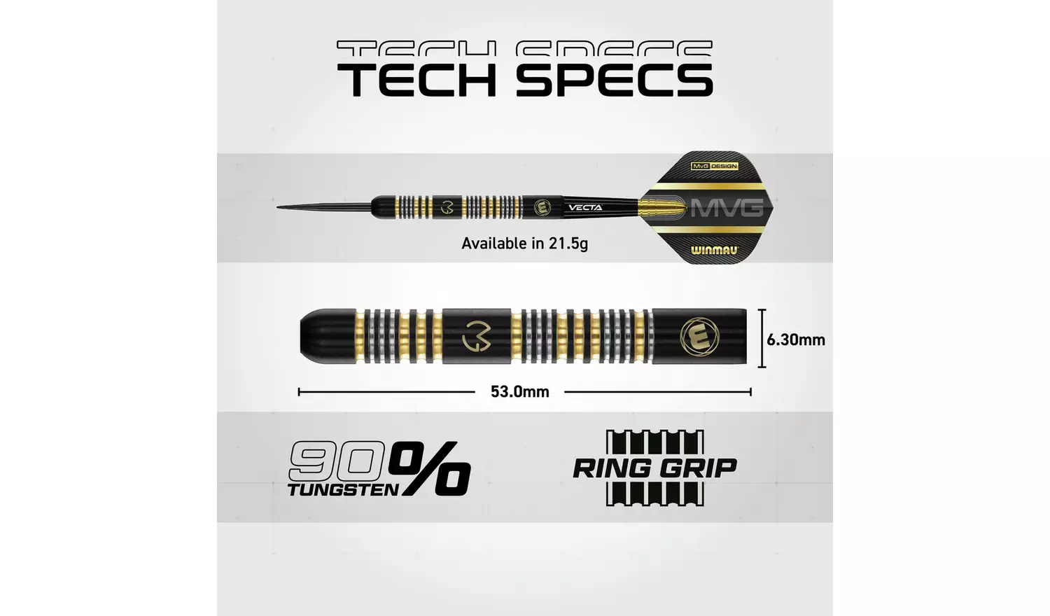 Winmau MVG Trilogy 21.5g 90% Tungsten Darts