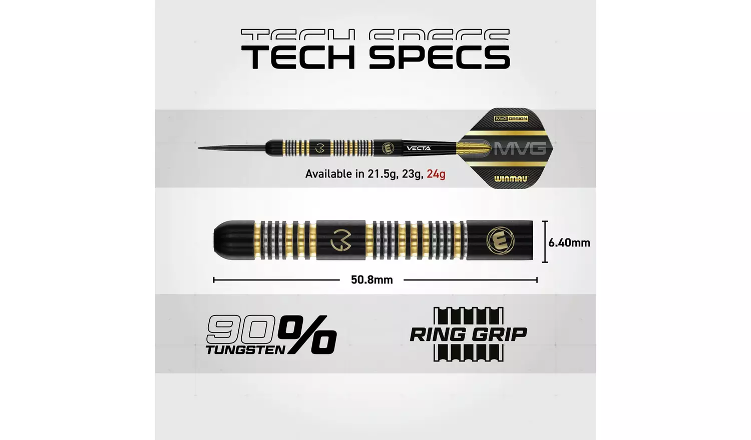 Winmau MVG Trilogy 21.5g 90% Tungsten Darts