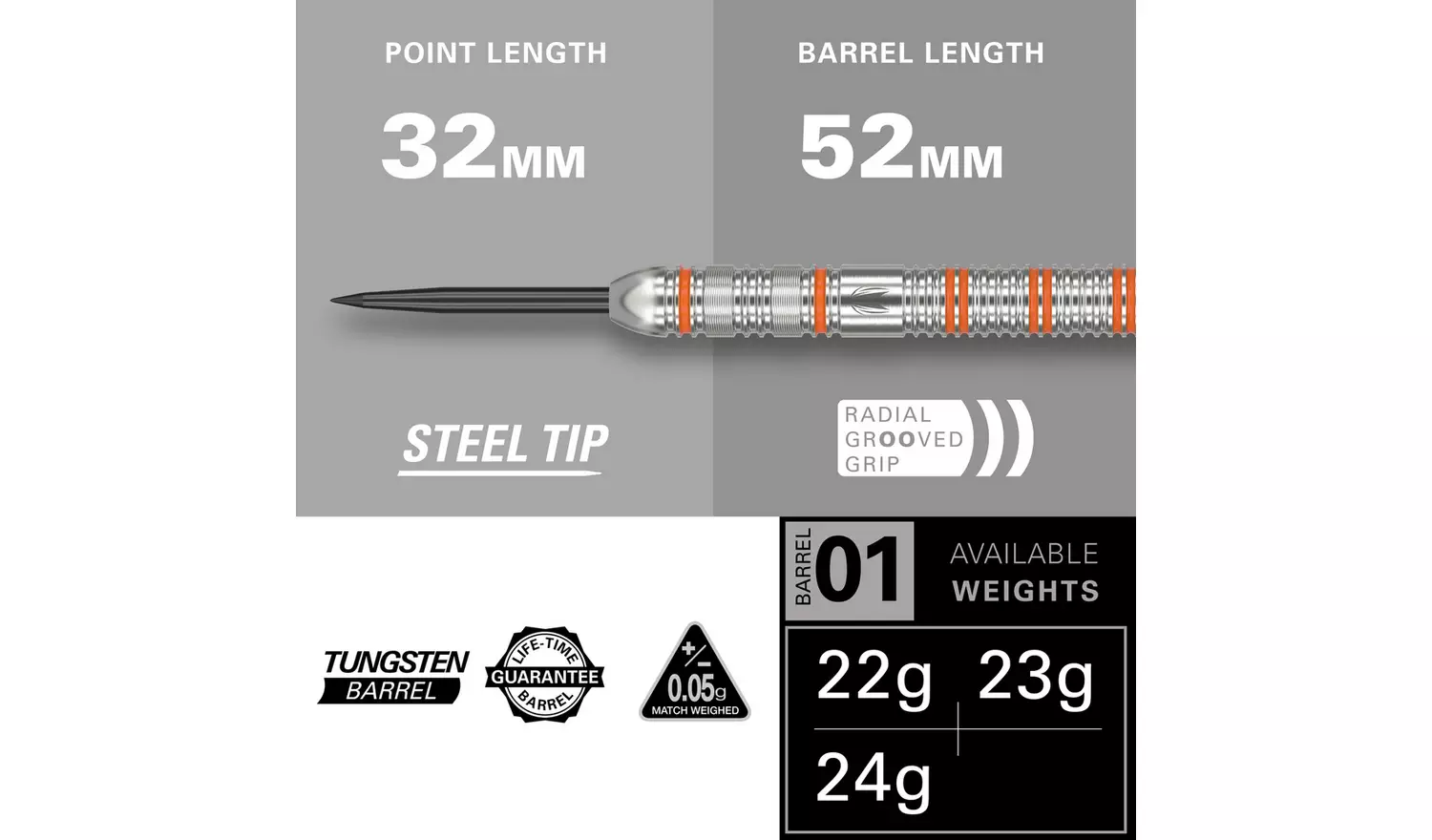Target Raymond van Barneveld 24g Tungsten Darts Set