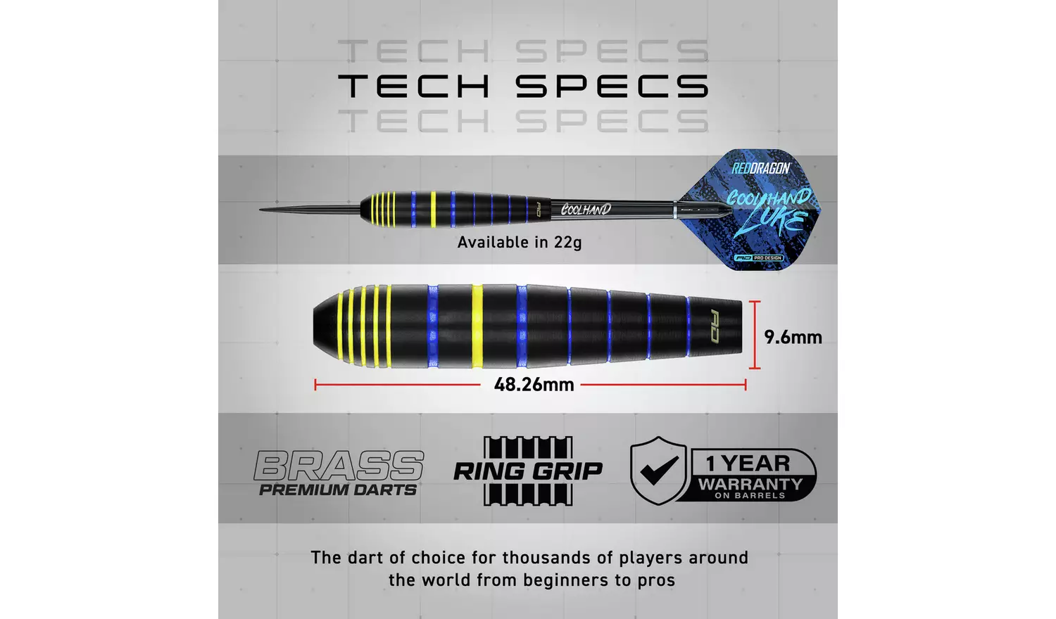 Red Dragon Luke Humphries Coolhand 22g Brass Darts Set