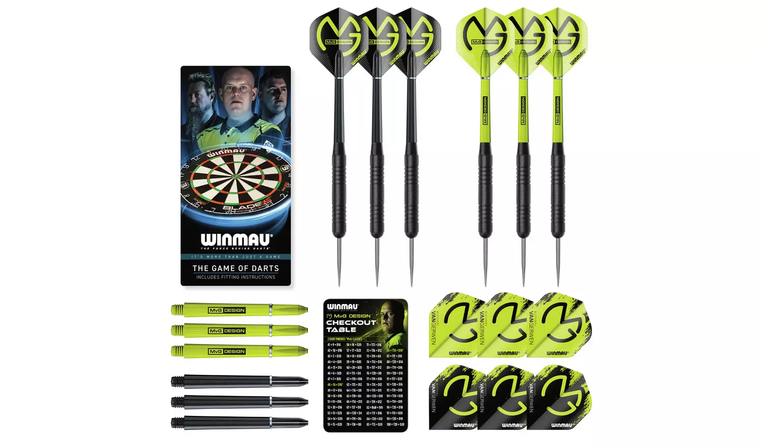 Winmau Michael van Gerwen MvG Diamond Dartboard & Darts Set