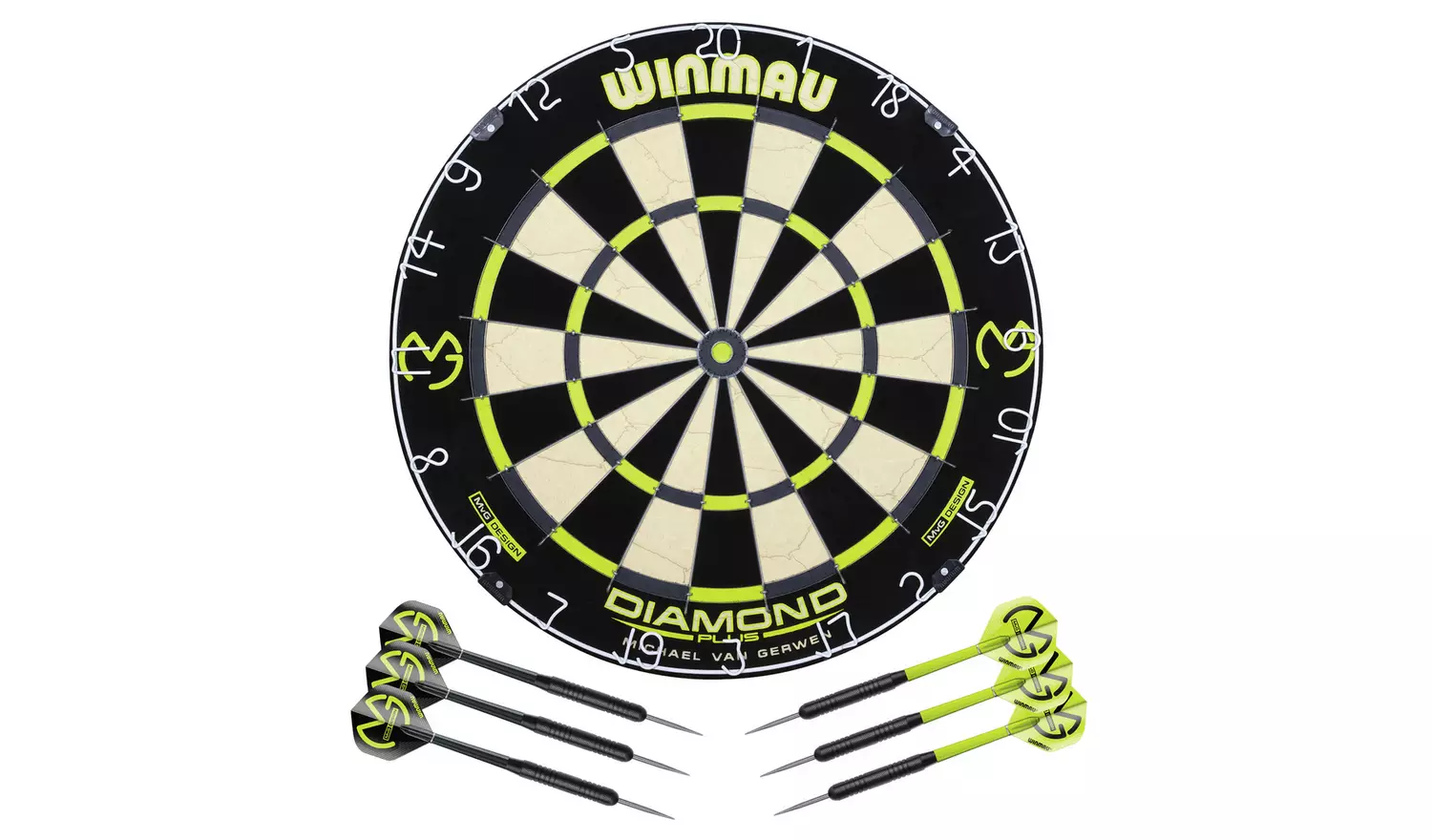Winmau Michael van Gerwen MvG Diamond Dartboard & Darts Set