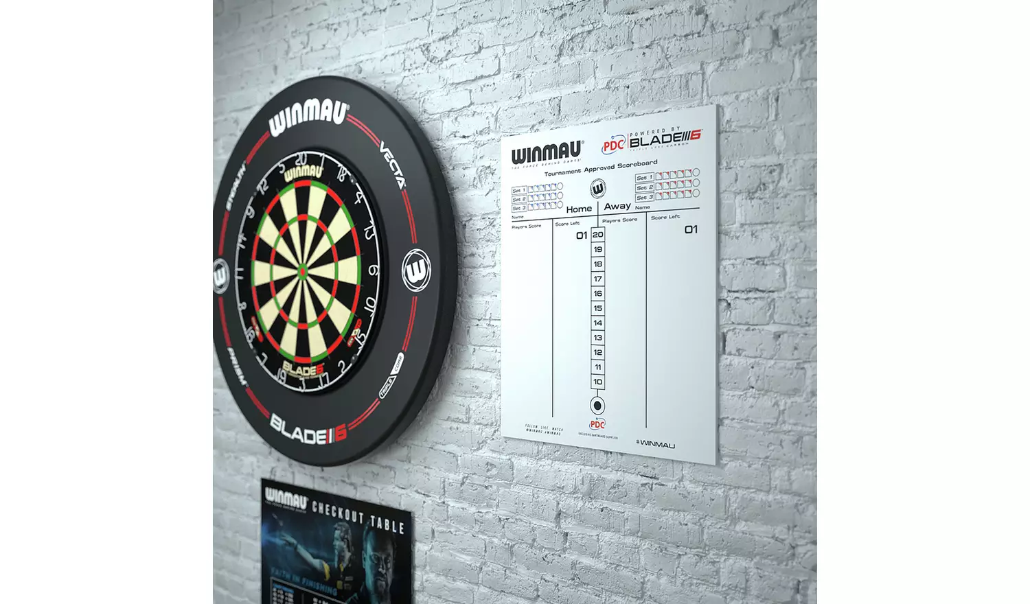 Winmau Double-Sided Dry Wipe & Chalk Scoreboard