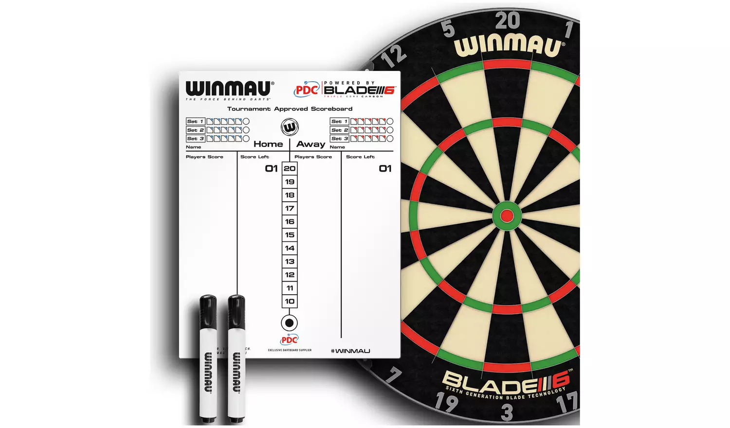 Winmau Double-Sided Dry Wipe & Chalk Scoreboard