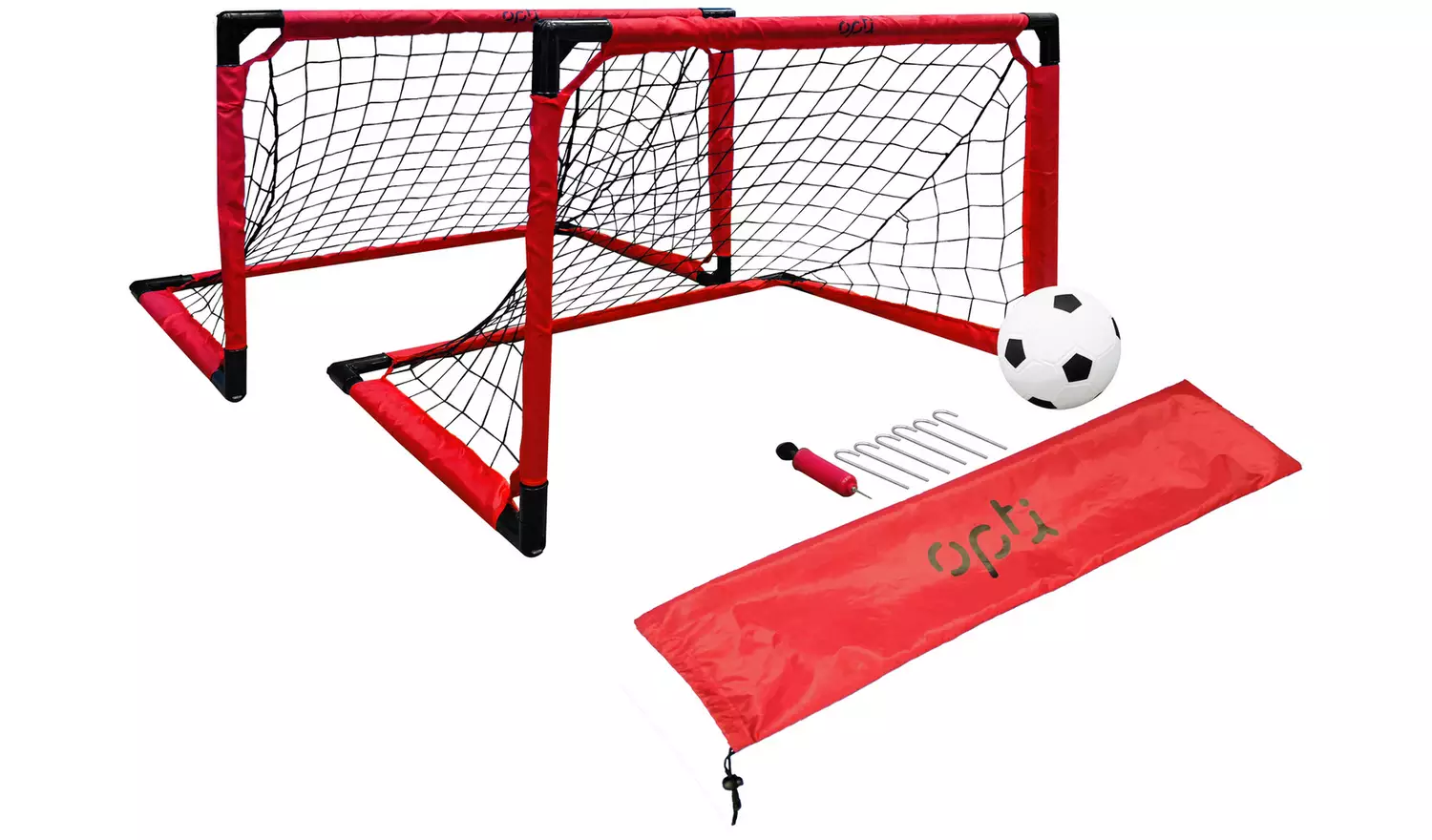 Opti Ball, Pump and 3 x 2ft 1 on 1 Football Goal - Set of 2