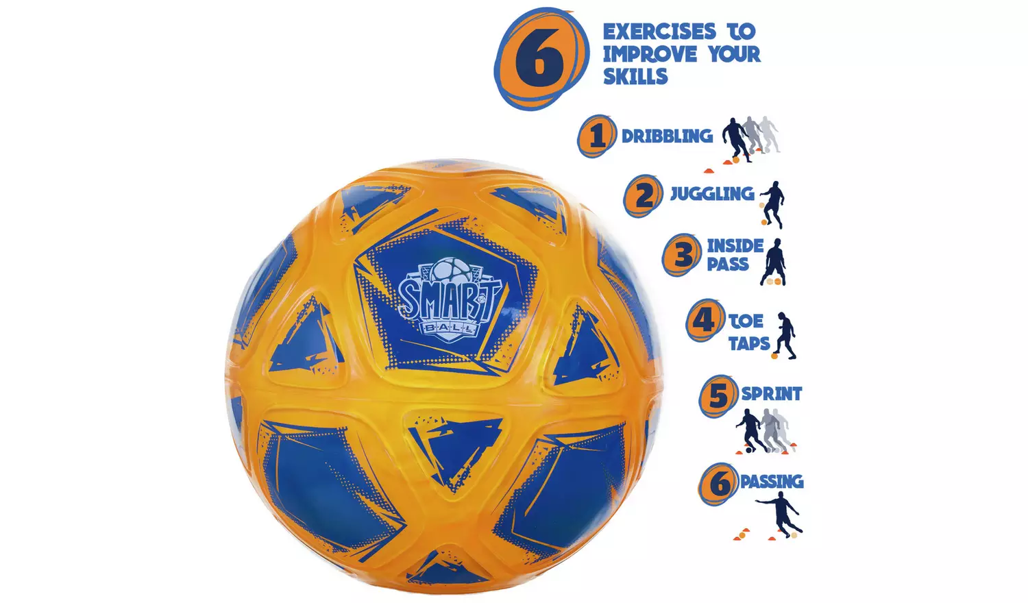 Smart Ball Skills Training Size 5 Football -Blue and Orange