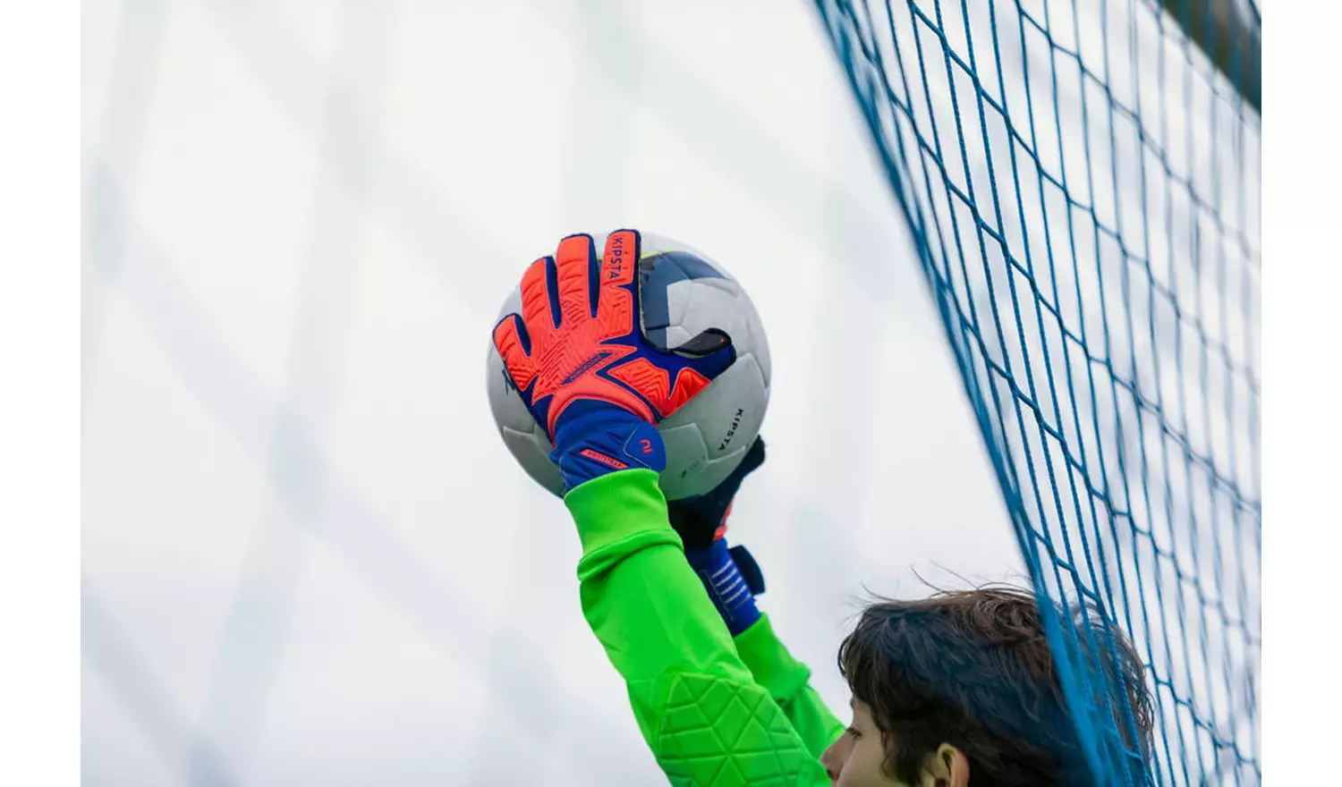 Decathlon Kids' Goalkeeper Gloves - Orange/Blue - Size 5