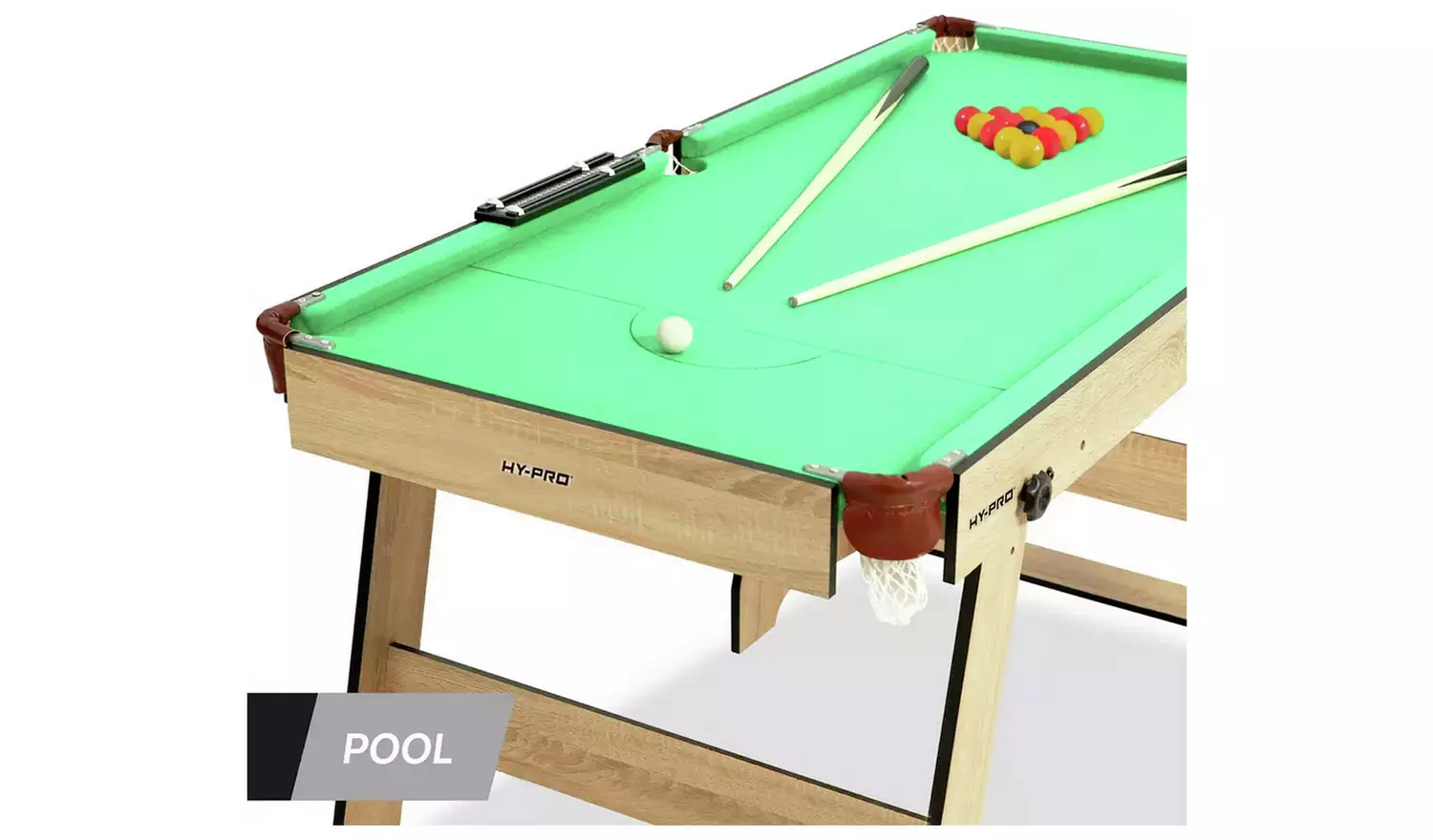 Hy-Pro 6ft Folding Snooker and Pool Table - Oak
