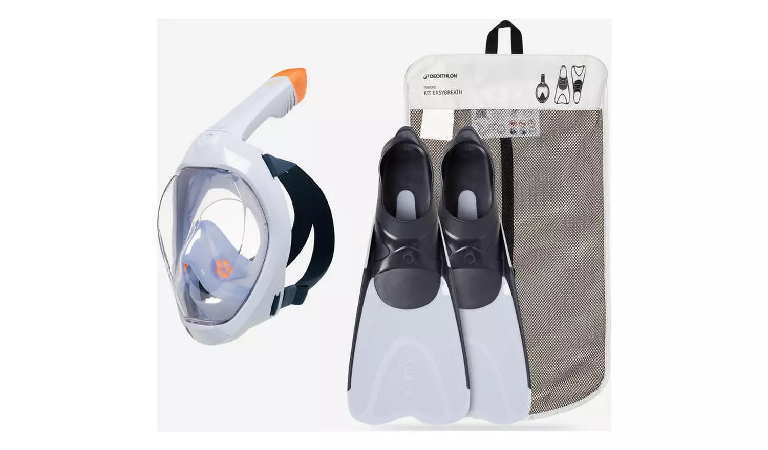 Decathlon Easybreath Mask and Fins Snorkelling Set UK 3-4