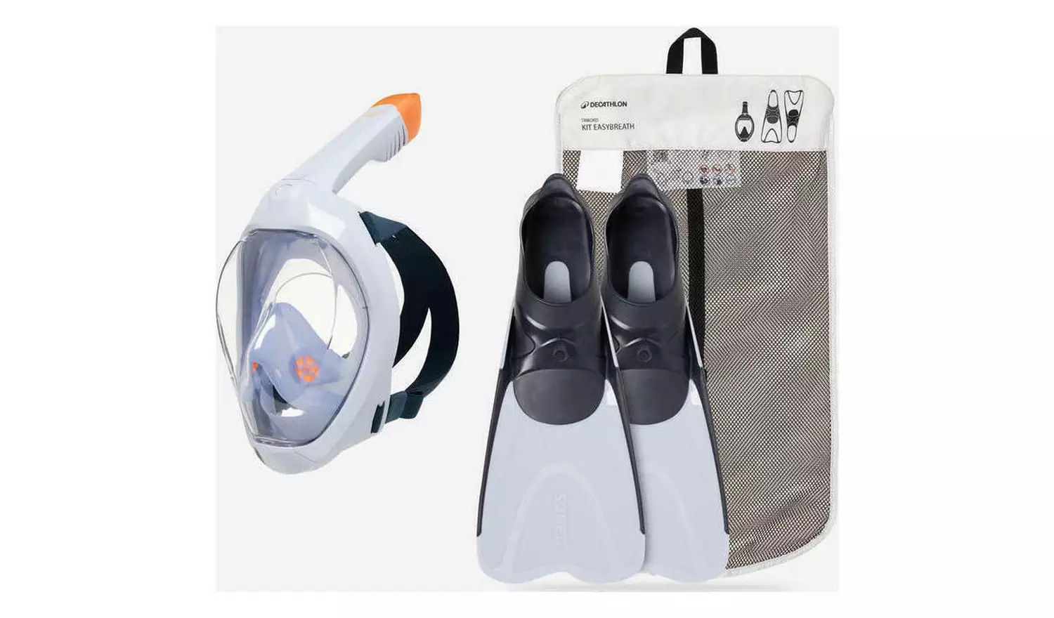 Decathlon Easybreath Mask and Fins Snorkelling Set UK 11-12