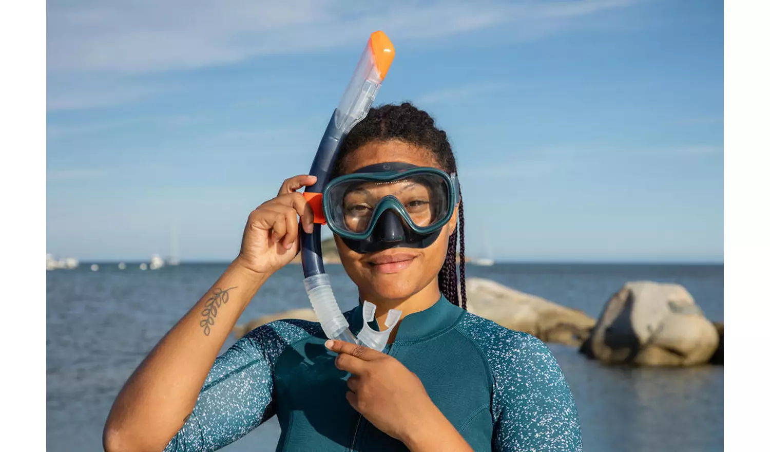 Decathlon Dry Top Diving Snorkel 100 Grey