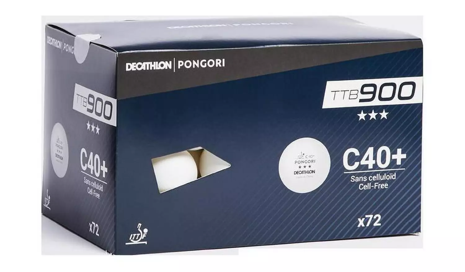 Decathlon Table Tennis Balls 900 40+ 3* C Ittf X 72 - White