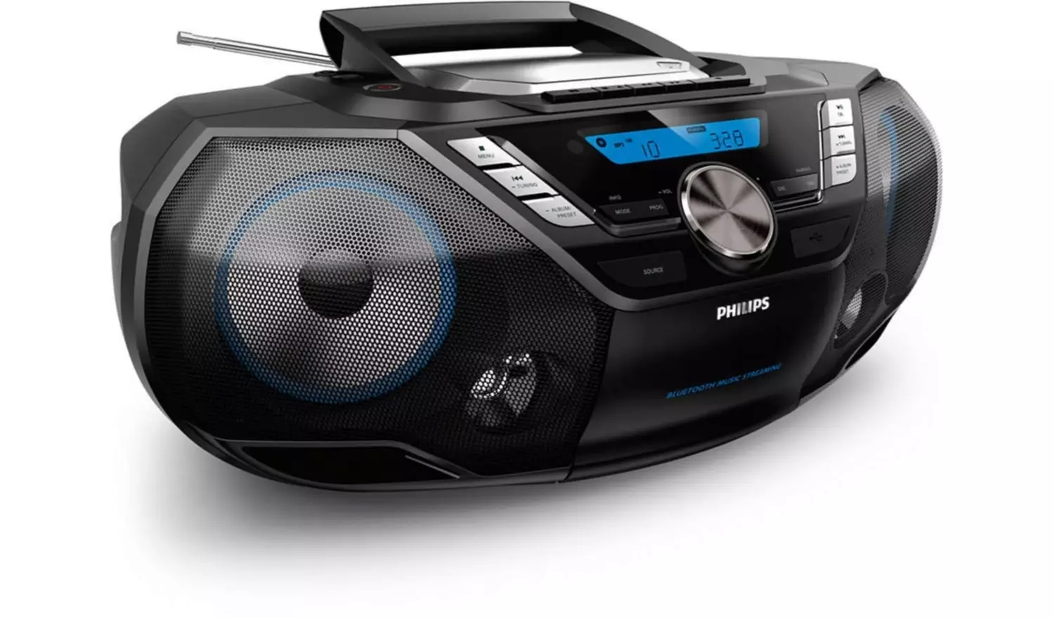 Philips AZB798 Boombox Bluetooth CD Cassette Player – Black