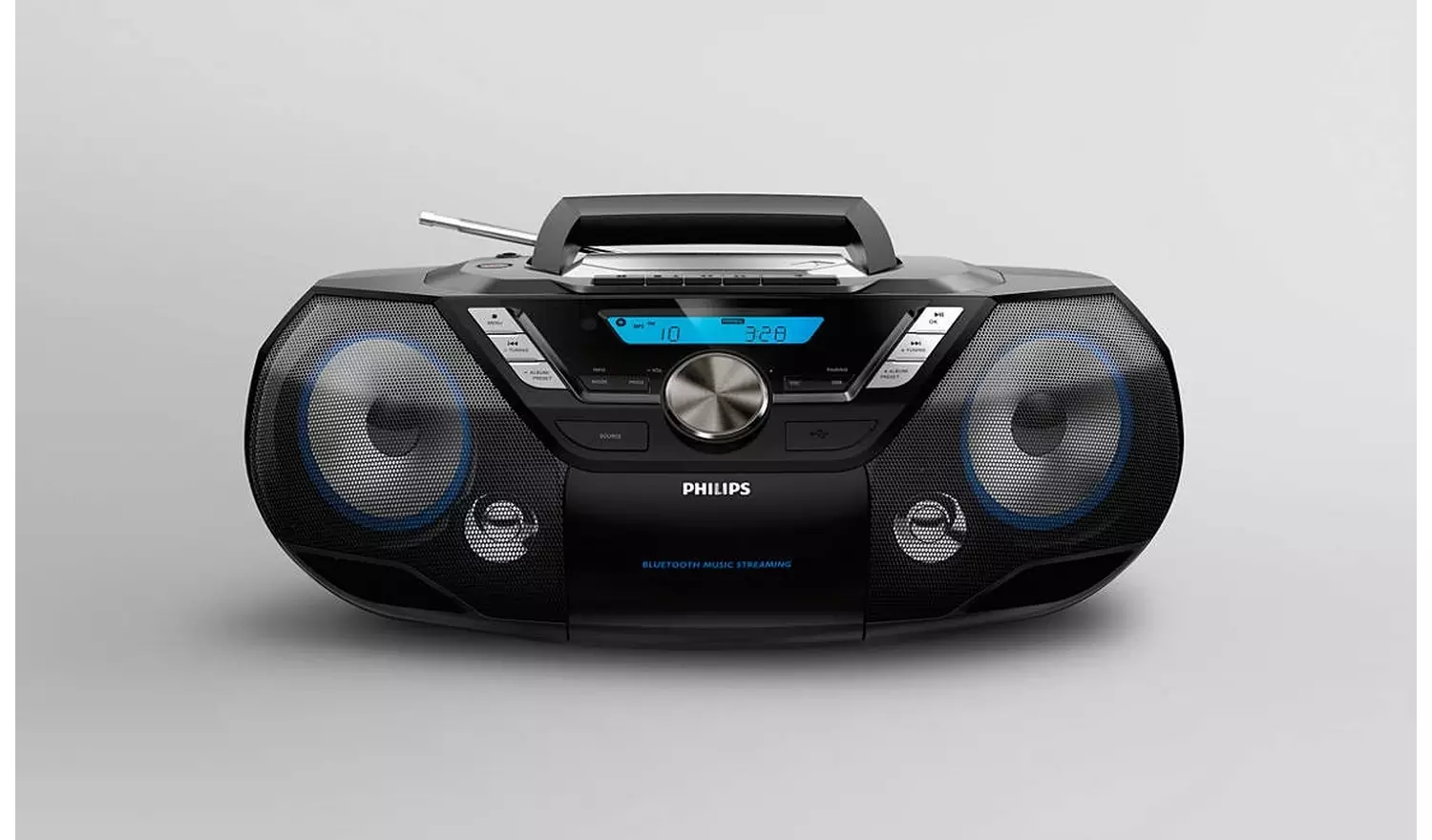 Philips AZB798 Boombox Bluetooth CD Cassette Player – Black