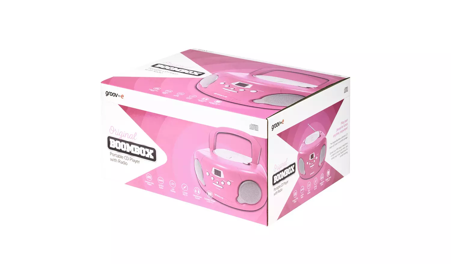Groov-e Boombox CD Player with Radio - Pink