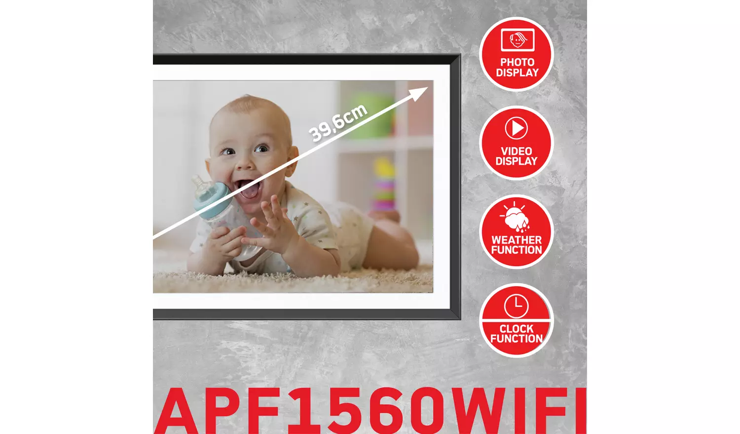 AgfaPhoto Realiview 15.6 Inch Wi-Fi Digital Photo Frame