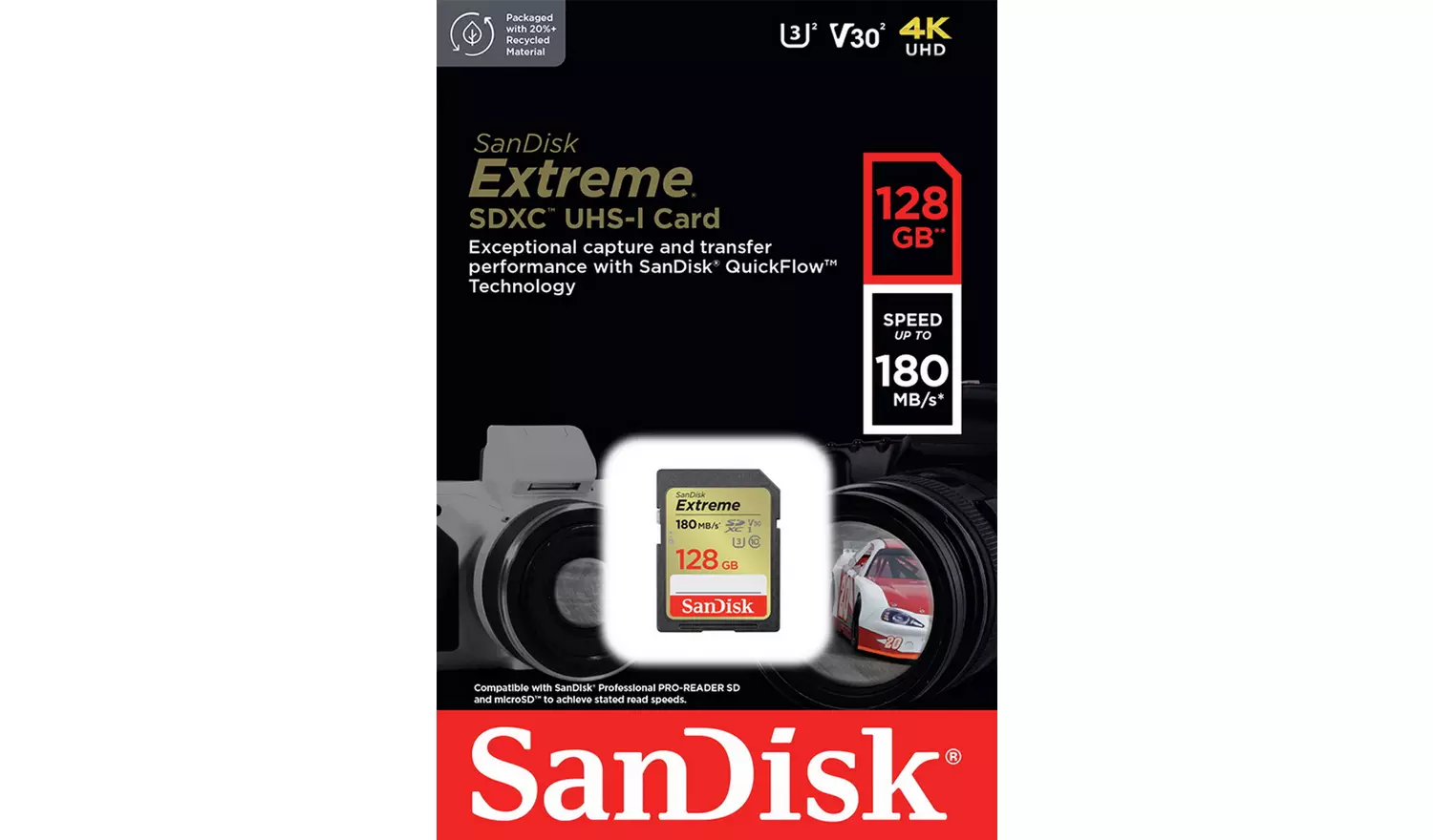 SanDisk Extreme 180MBs SDXC Memory Card - 128GB