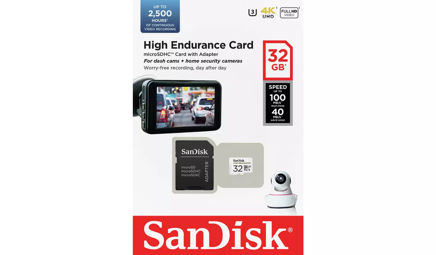 SanDisk High Endurance 100MBs MicroSDMemory Card - 32GB