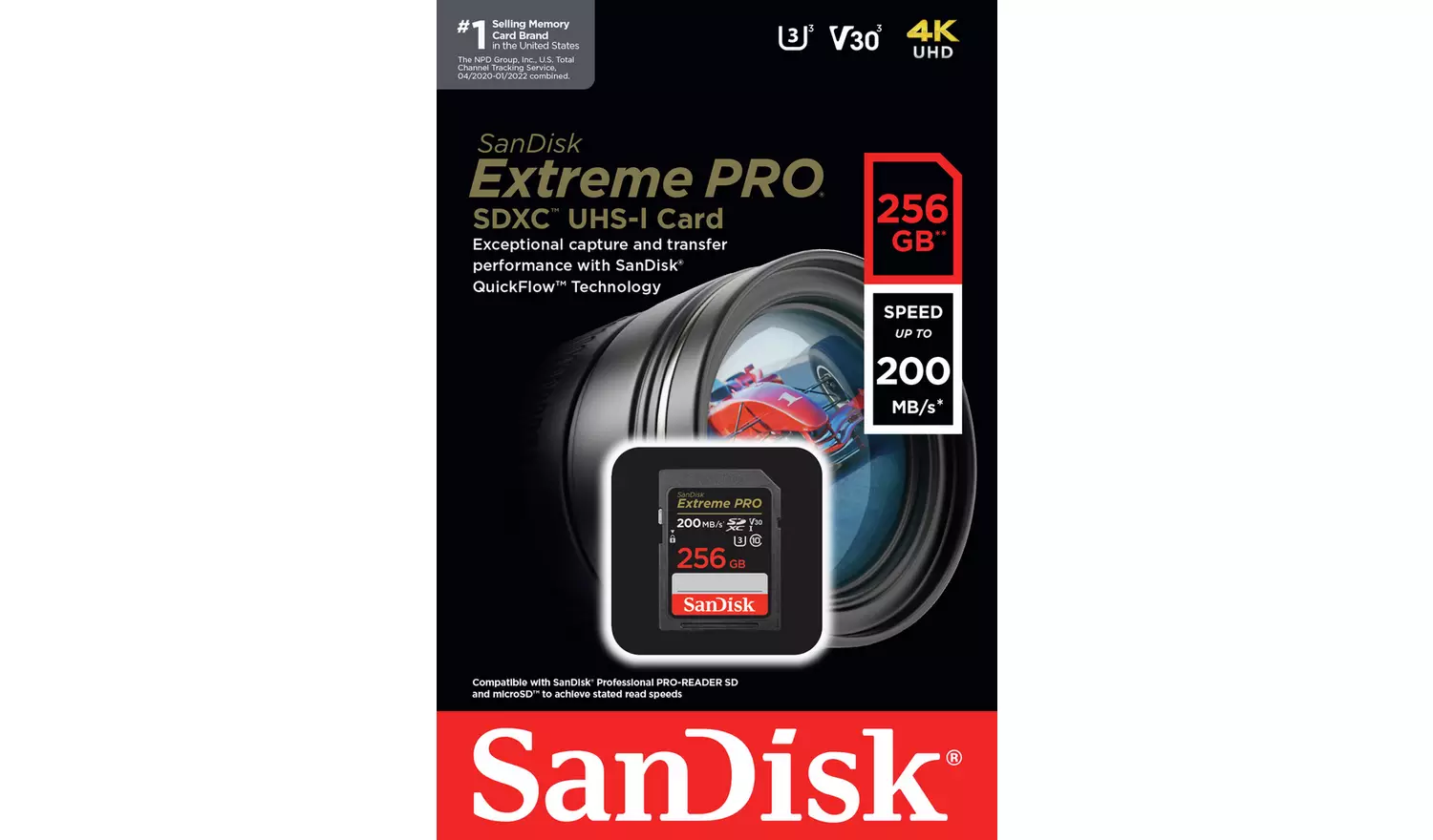 SanDisk Extreme 180MBs SDXC Pro Memory Card - 256GB