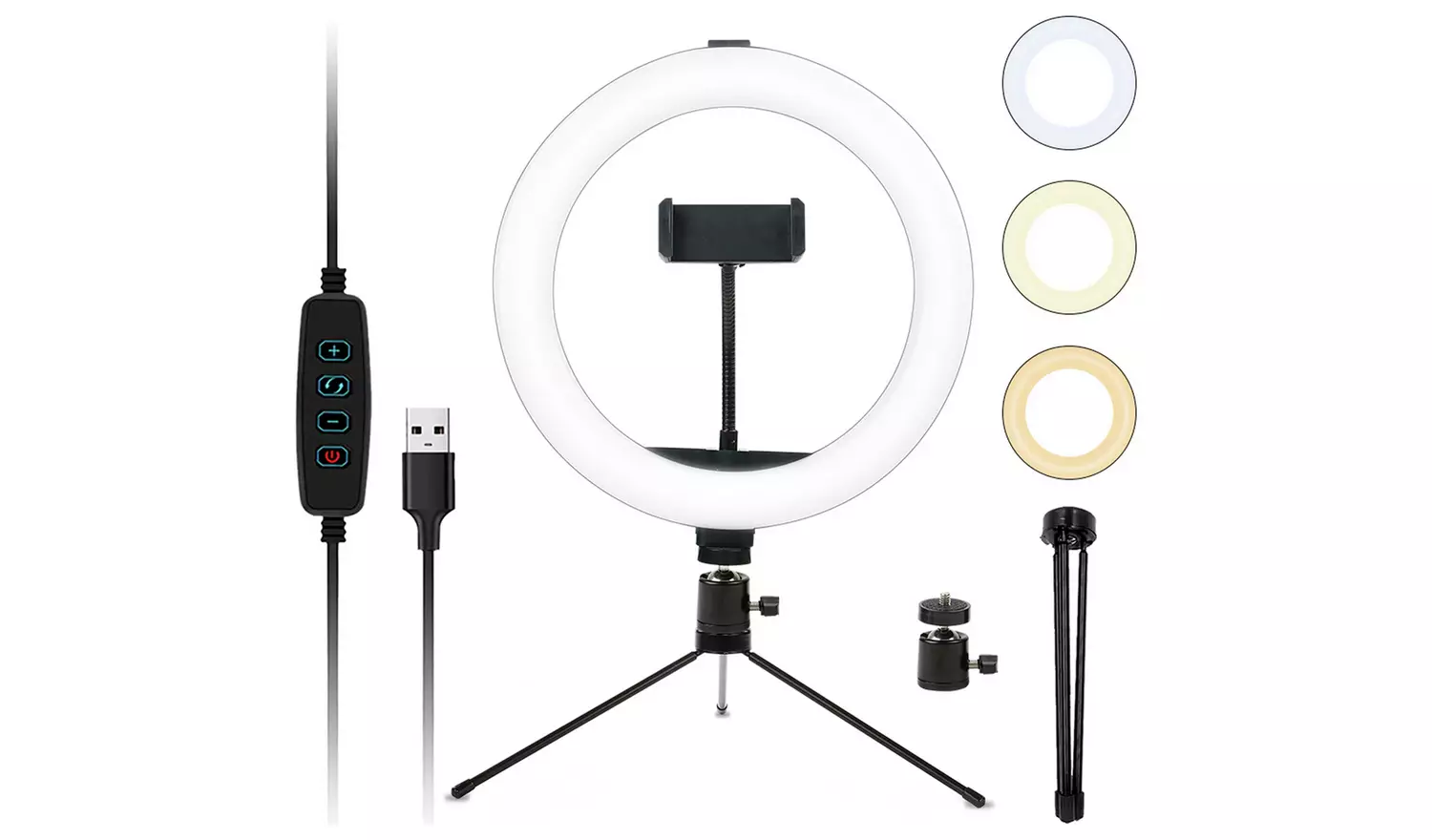 Desk Ring Light With Tripod & Phone Holder