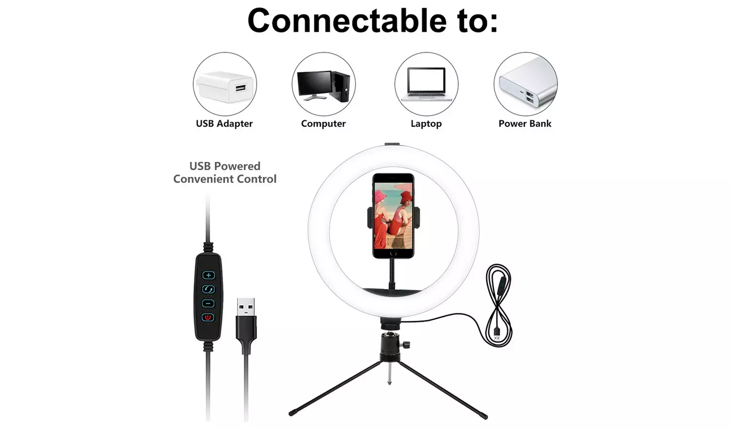 Desk Ring Light With Tripod & Phone Holder