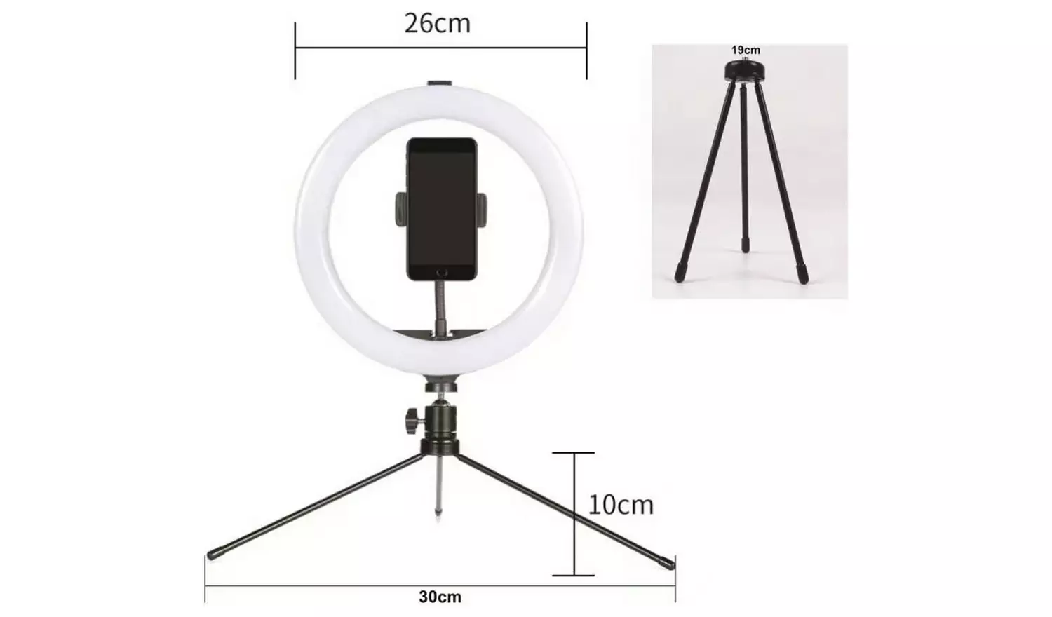 Desk Ring Light With Tripod & Phone Holder
