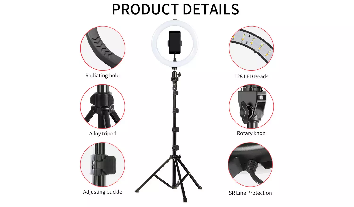 Ring Light With Tripod & Phone Holder
