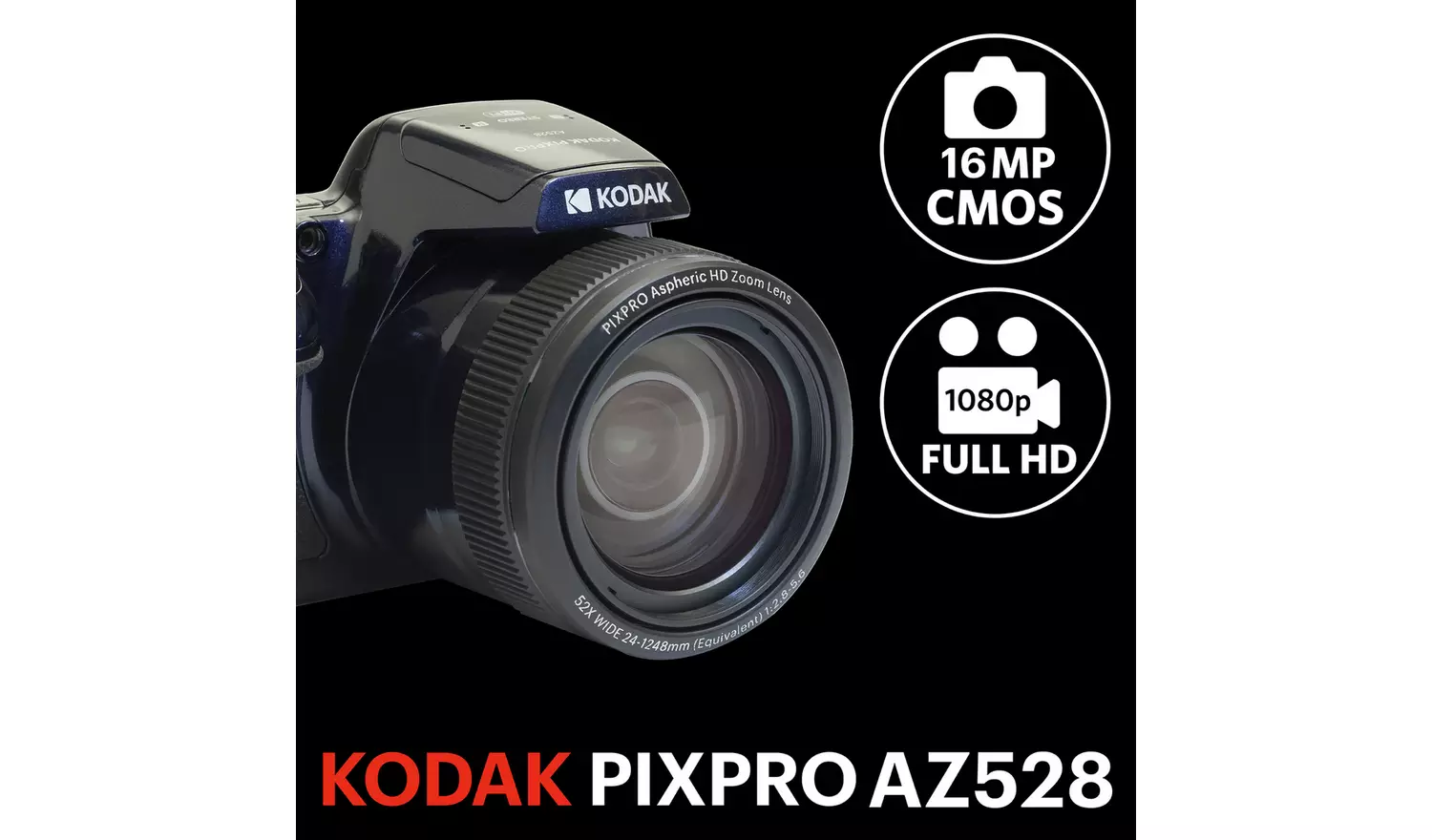 KODAK PIXPRO AZ528 16MP 52x Zoom Bridge Camera - Blue