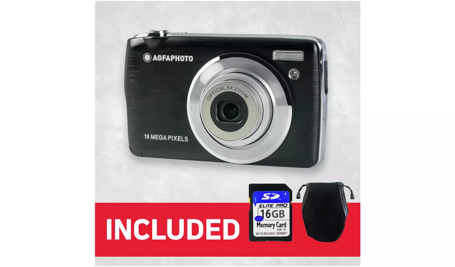 AGFA PHOTO DC8200 18MP 8x Zoom Compact Digital Camera -Black