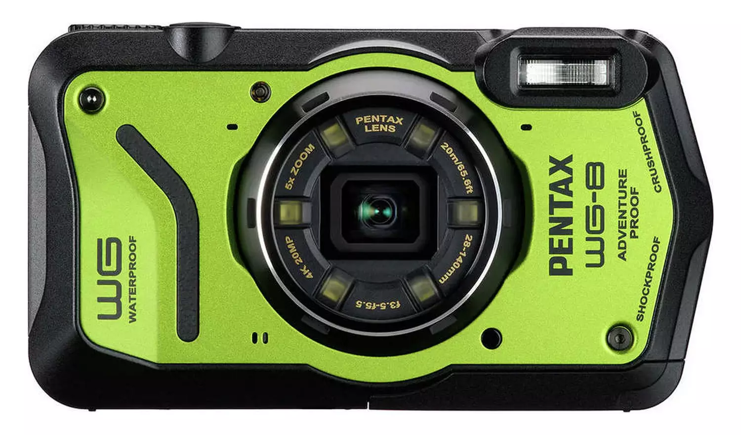 Pentax WG-8 20MP 5x Zoom Compact Digital Camera Combo- Green