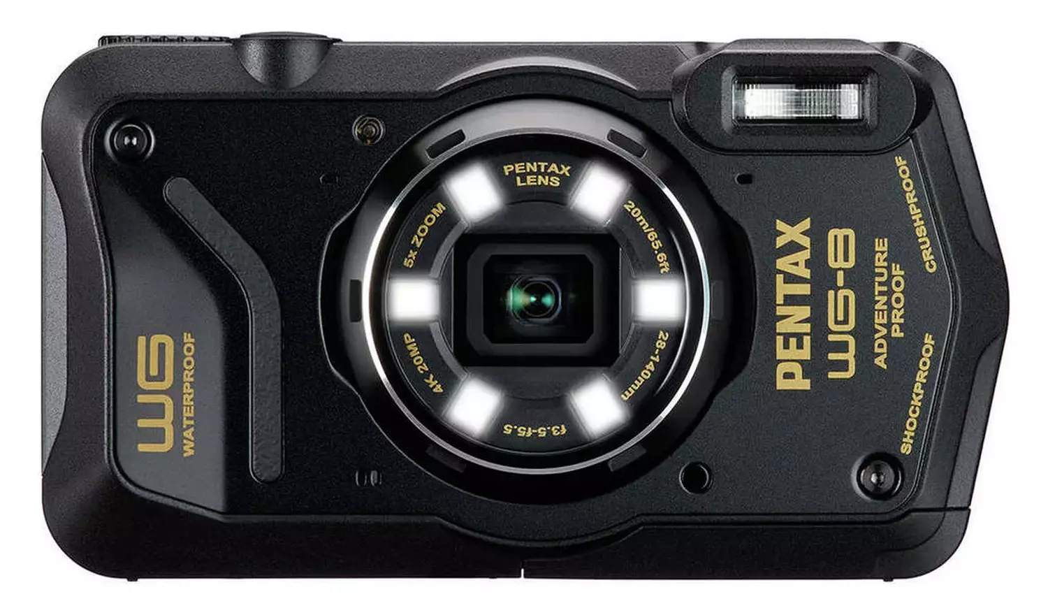 Pentax WG-8 20MP 5x Zoom Compact Digital Camera Combo- Black