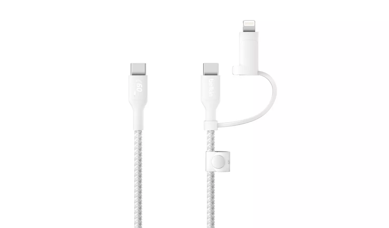 Belkin 2-in-1 Cable with USB-C & Lightning Connector - White