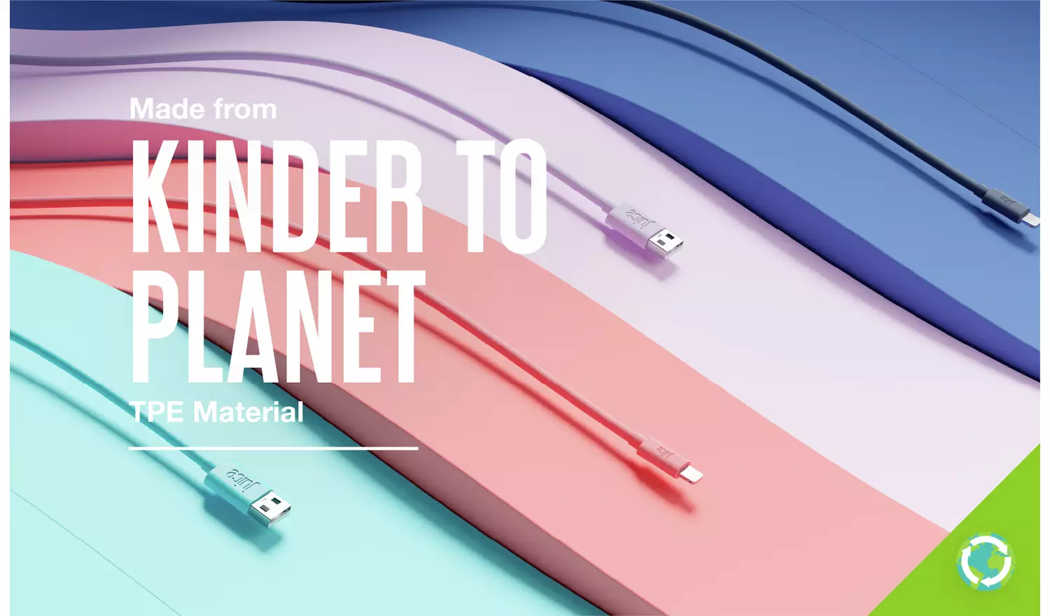 Juice USB A to Lightning 1m Charge Cable - Coral