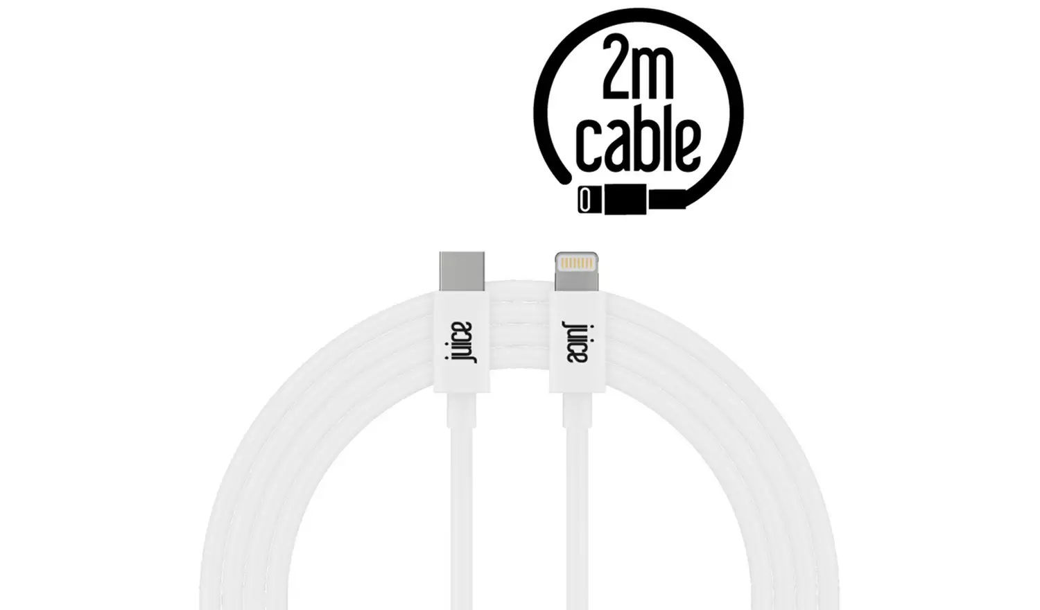 Juice 2m Lightning to Type C Charge Cable - White