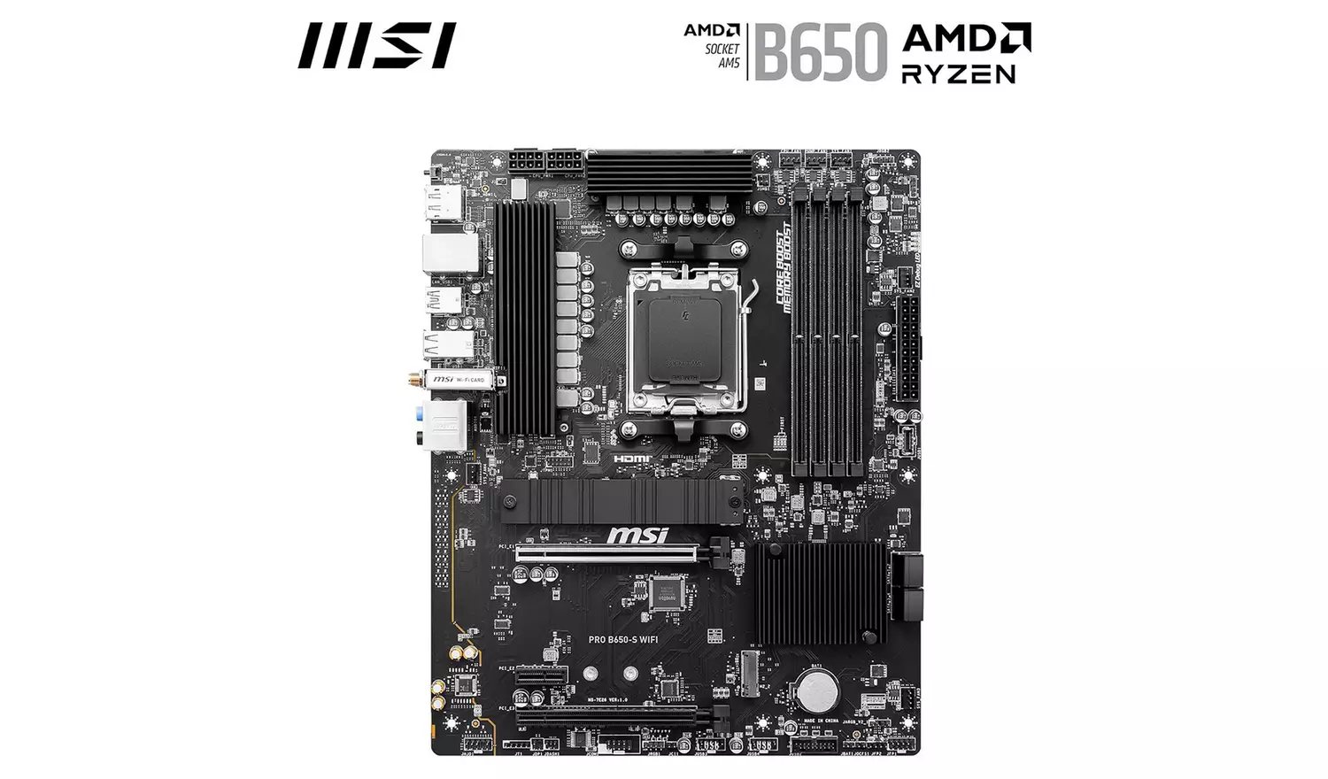 MSI ATX AM5 AMD Pro B650-S Wi-Fi Motherboard