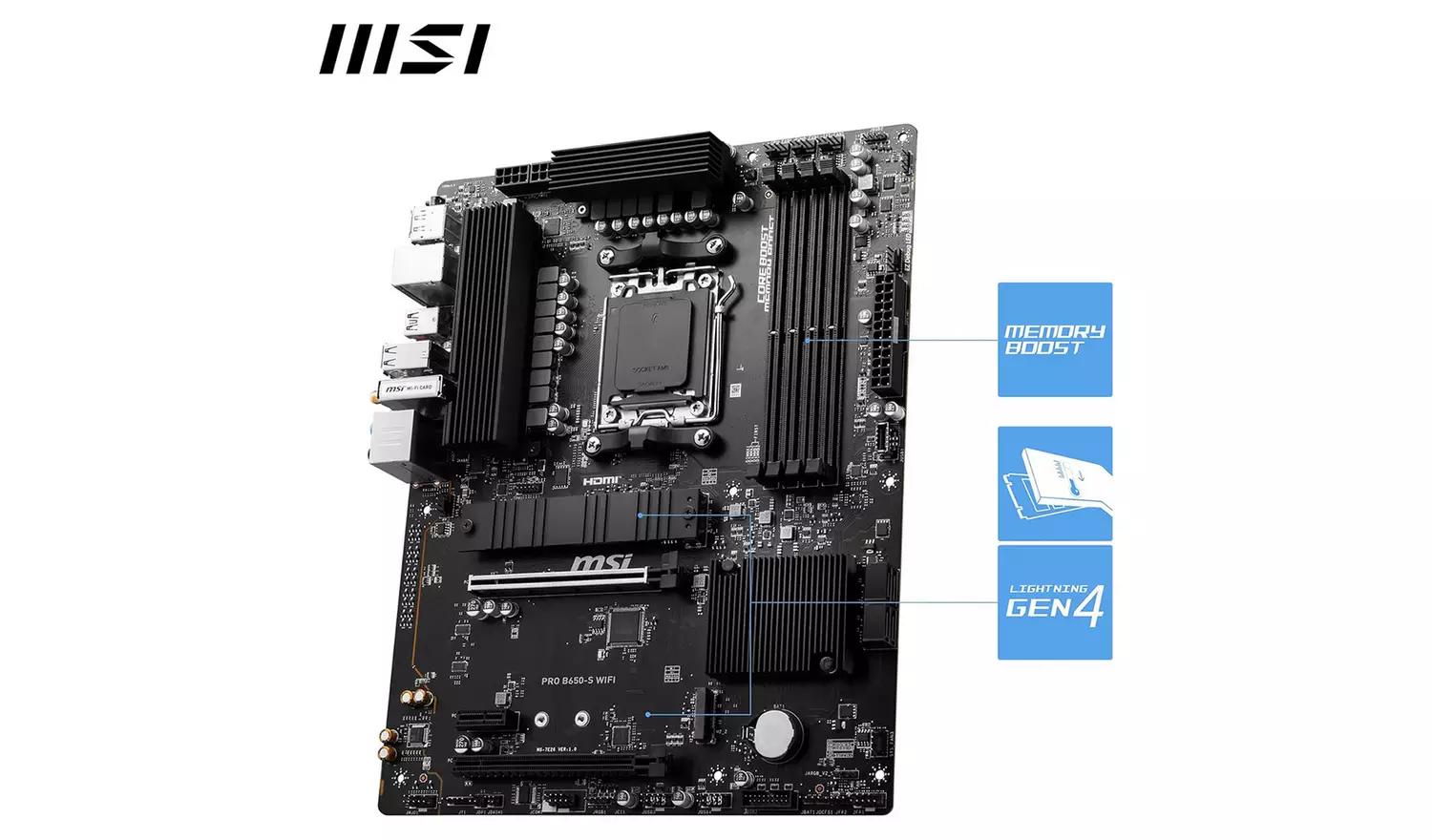 MSI ATX AM5 AMD Pro B650-S Wi-Fi Motherboard