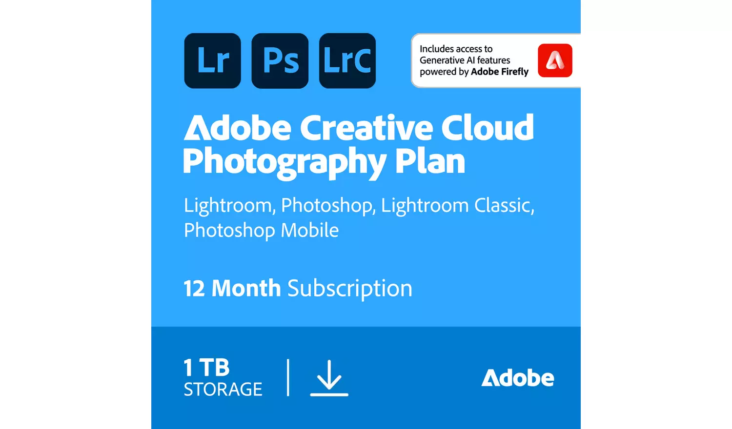 Adobe Creative Cloud Photography Plan 1 User 1 Year