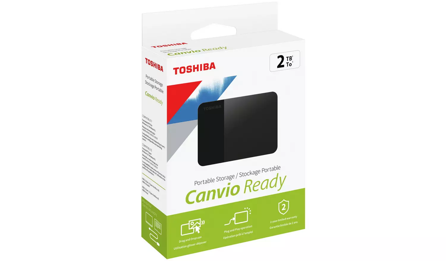 Toshiba Canvio Ready 2TB Portable Hard Drive - Black