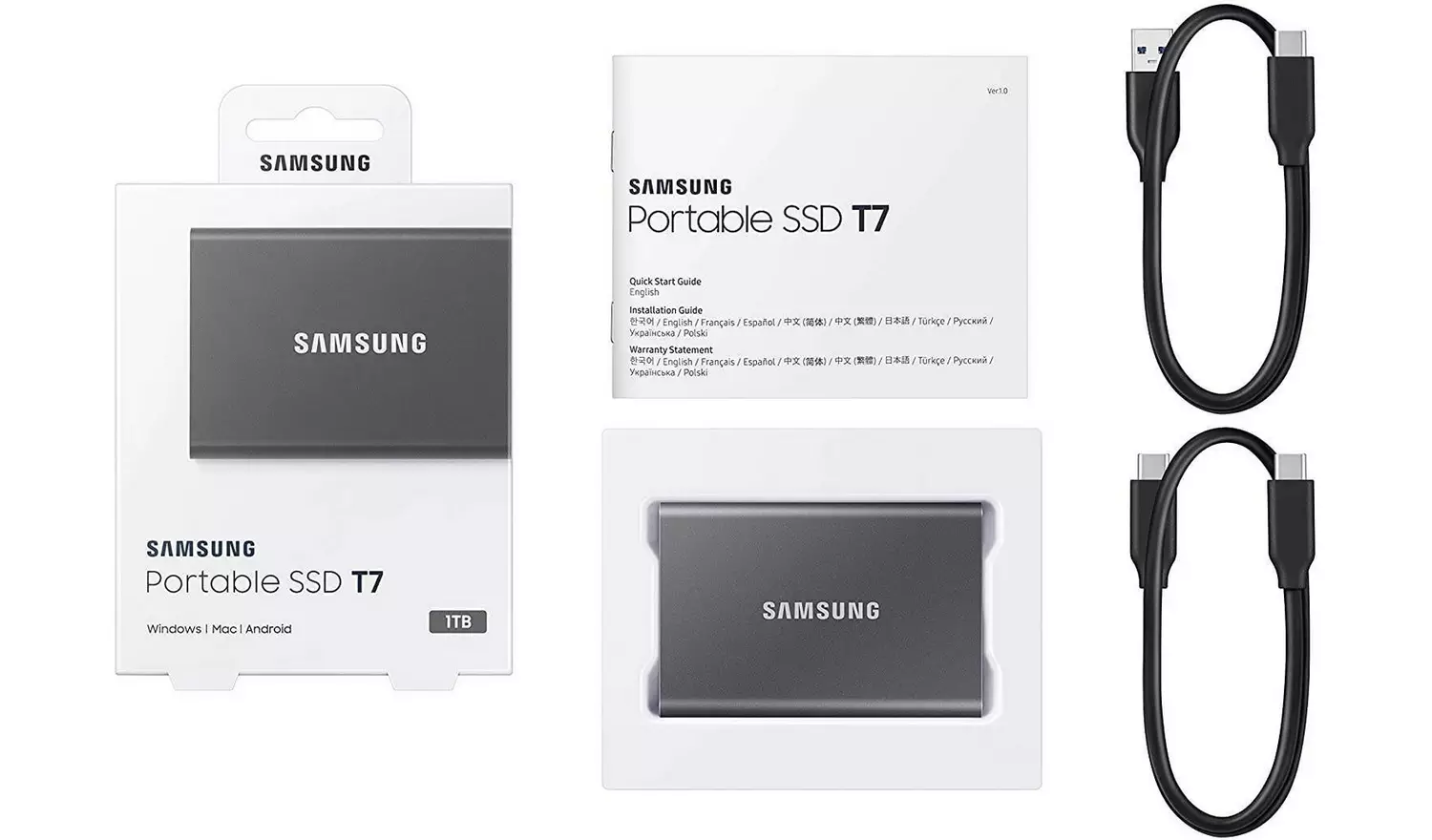 Samsung T7 1TB EXT Portable SSD - Grey