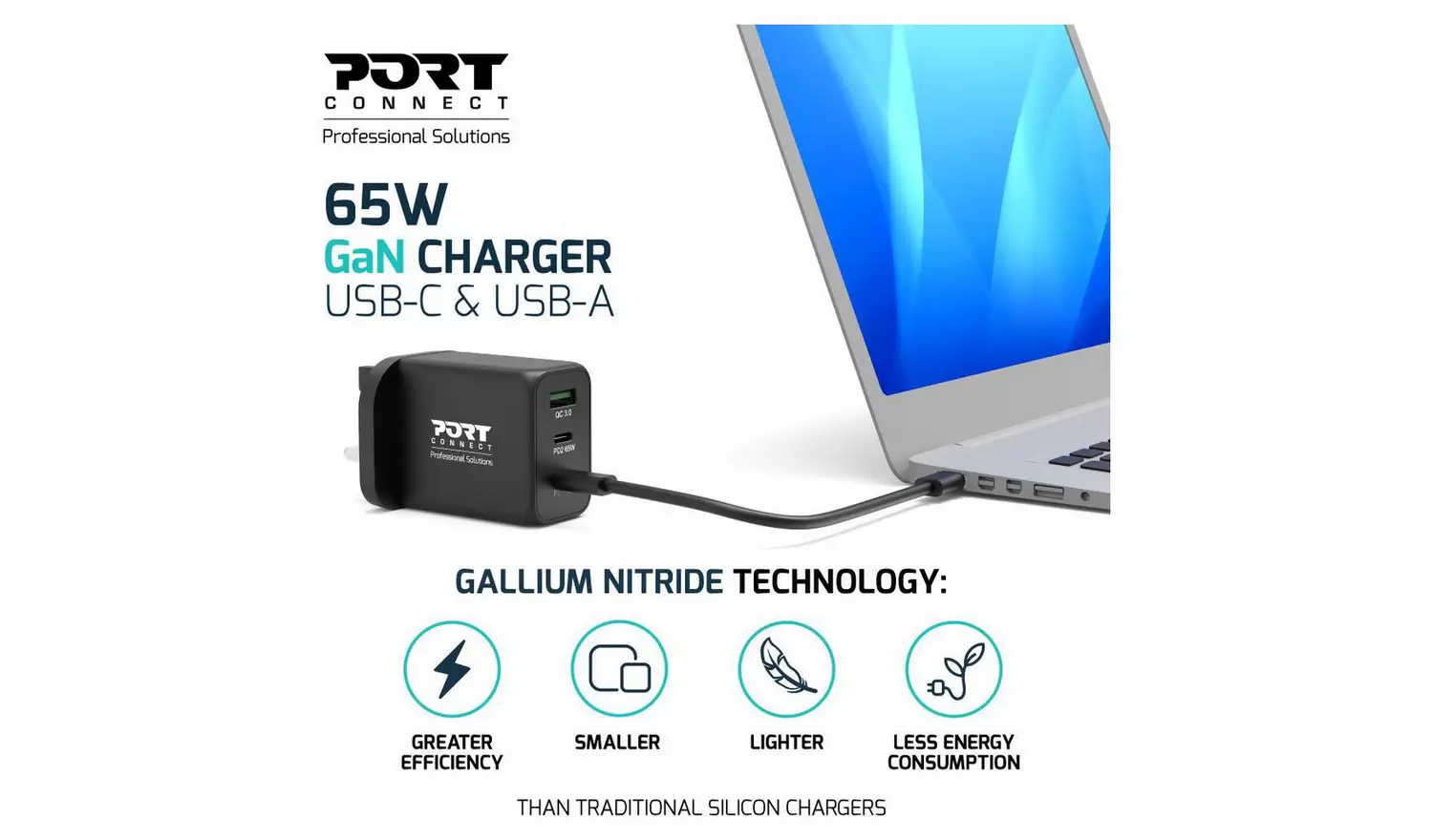 Port Connect 65W Type C UK Power Supply