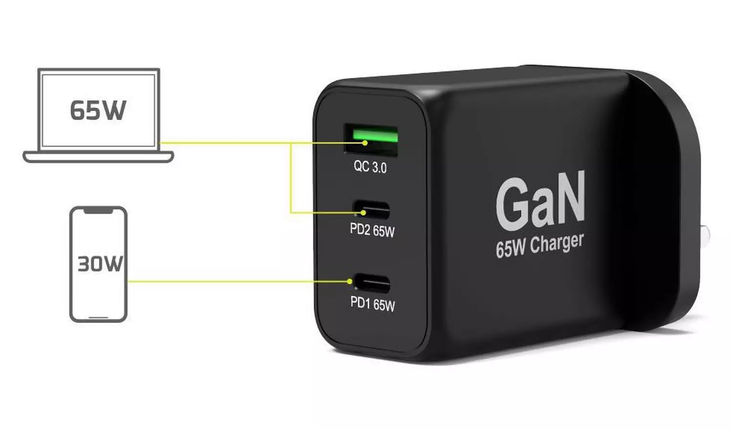 Port Connect 65W Type C UK Power Supply