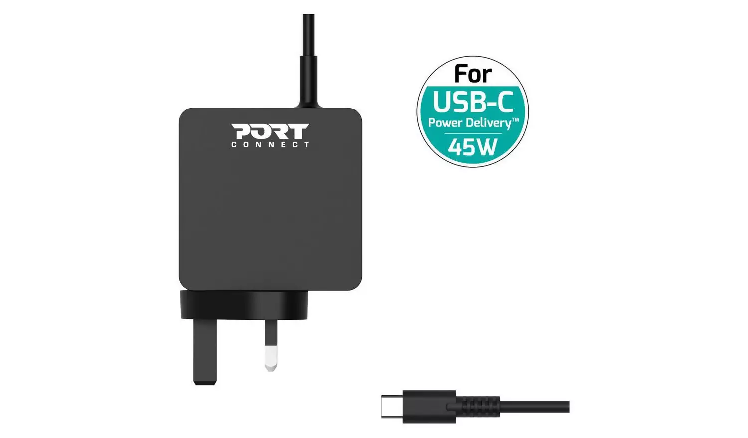 Port Connect 45W Type C UK Power Supply