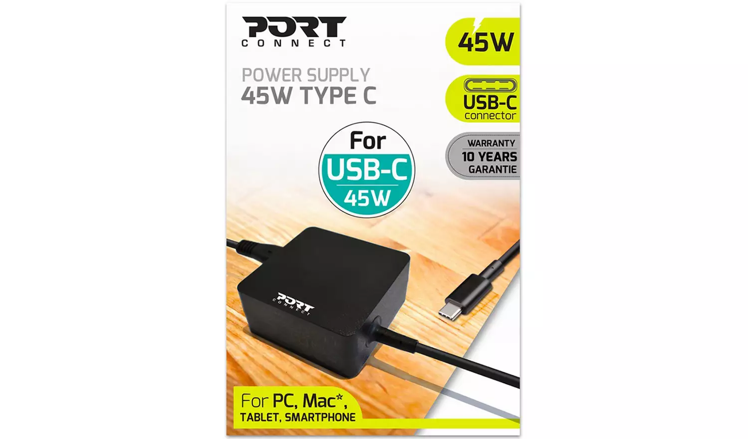 Port Connect 45W Type C UK Power Supply