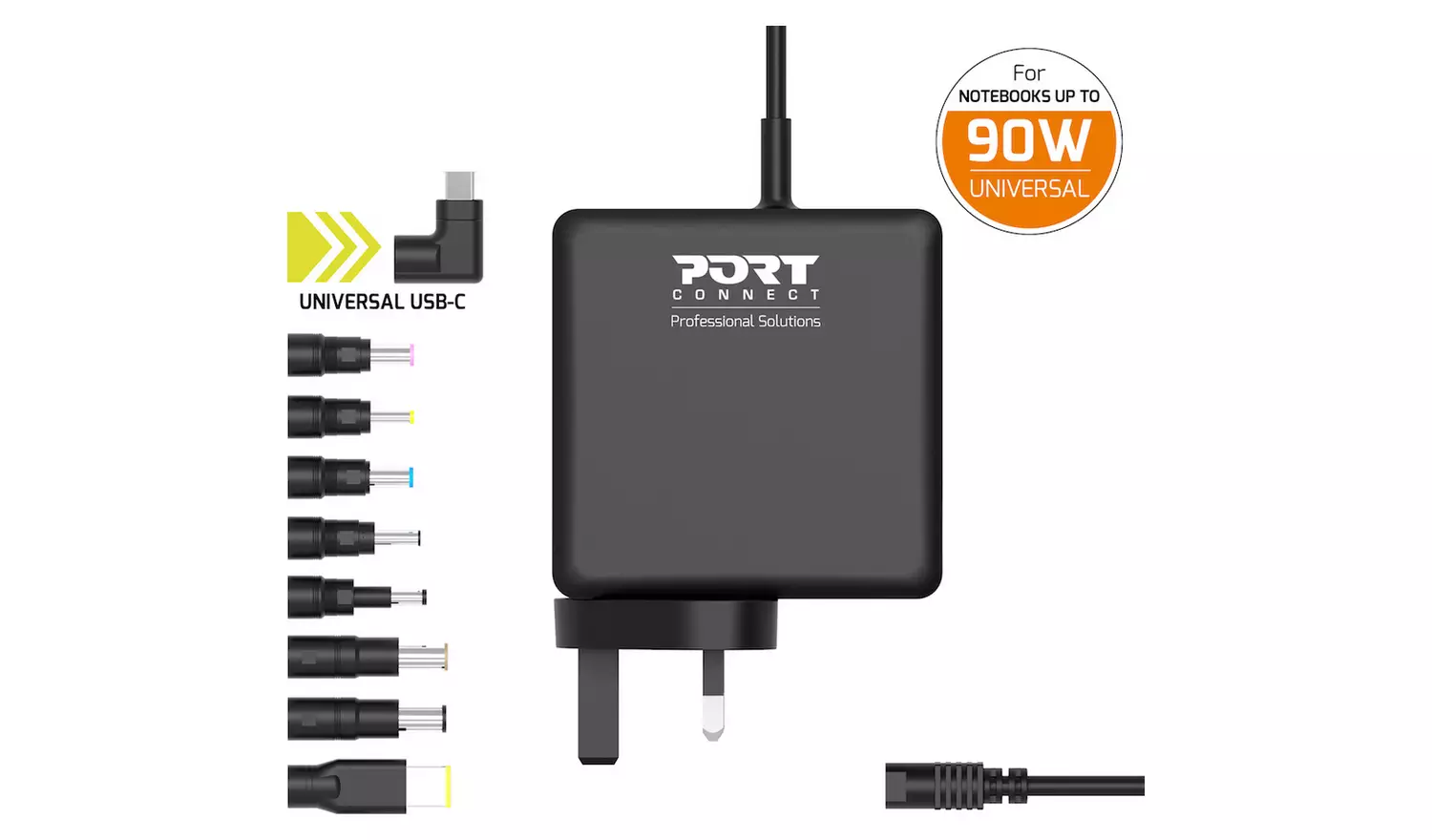 Port Connect Universal 90W Laptop Power Supply