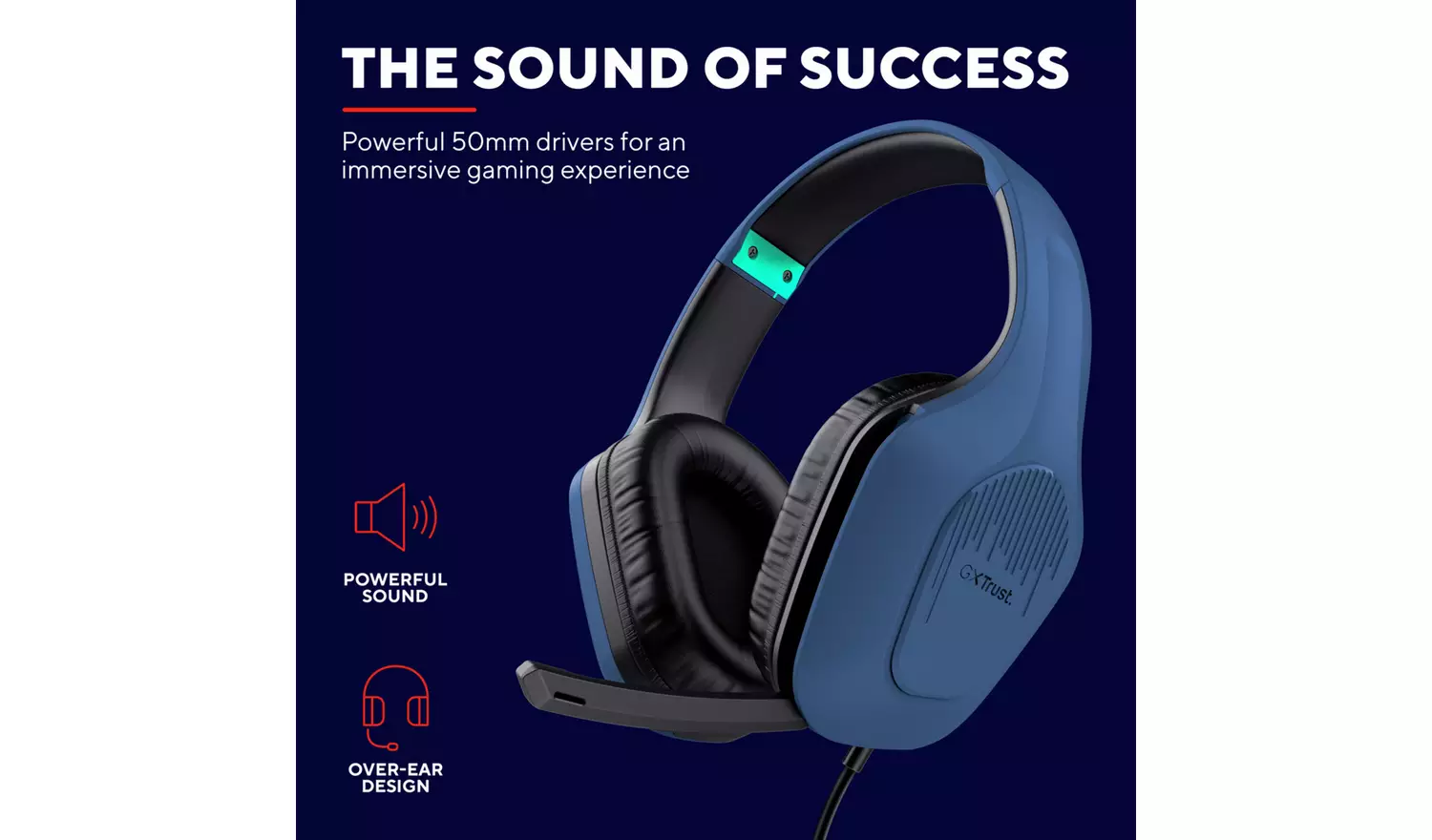 Trust GXT4158 Zirox PC, Laptop, Consoles Headset - Blue