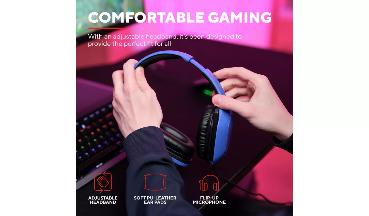 Trust GXT4158 Zirox PC, Laptop, Consoles Headset - Blue