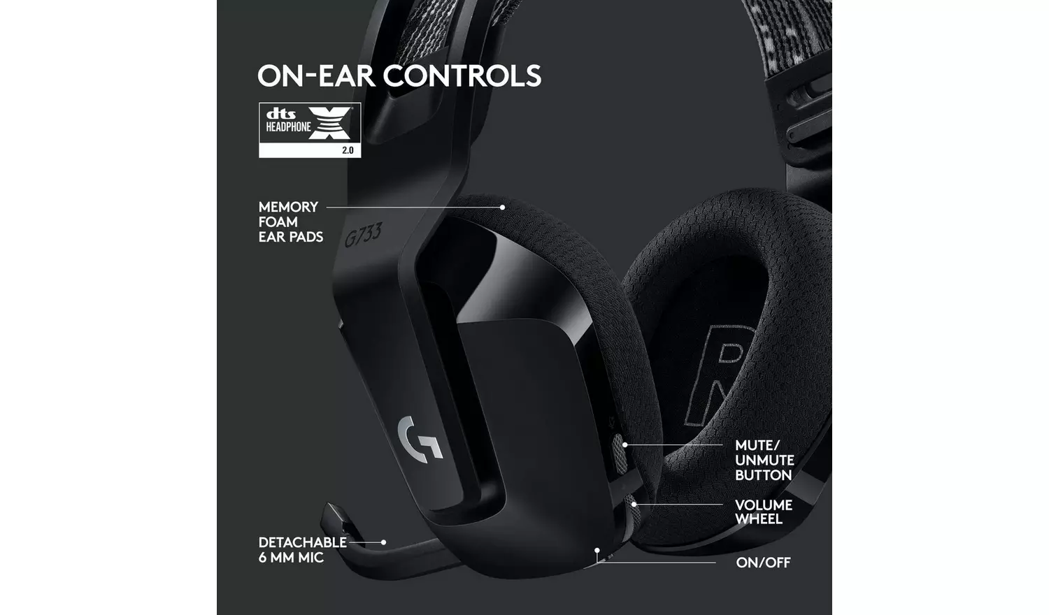 Logitech G733 Gaming Headset - Black