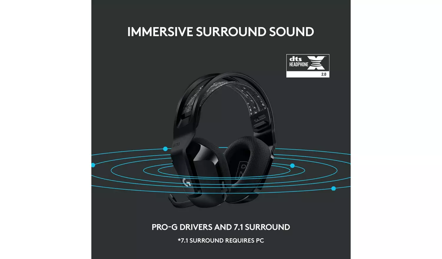 Logitech G733 Gaming Headset - Black