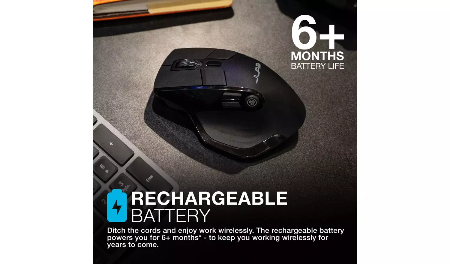 JLab Epic Wireless Bluetooth Ergonomic Mouse - Black